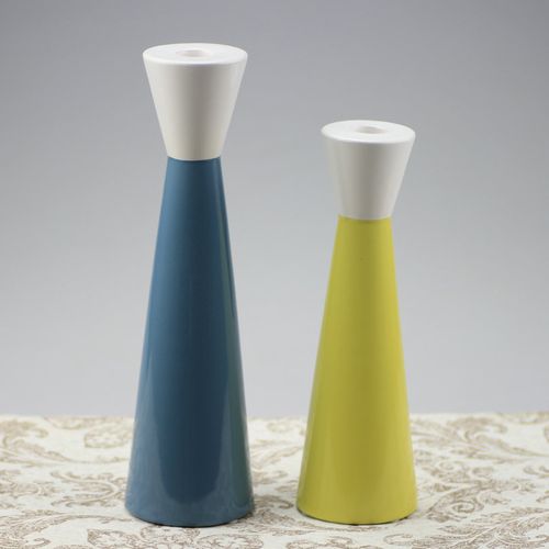 现代简约 北欧极简 双色陶瓷烛台装饰品 高档家居样板间餐桌摆件